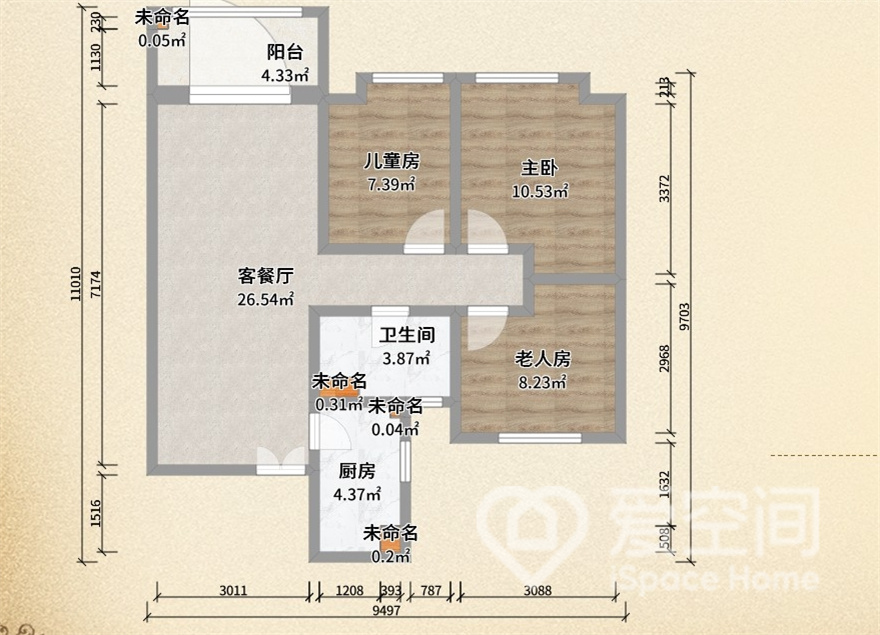 三居室北歐風戶型圖