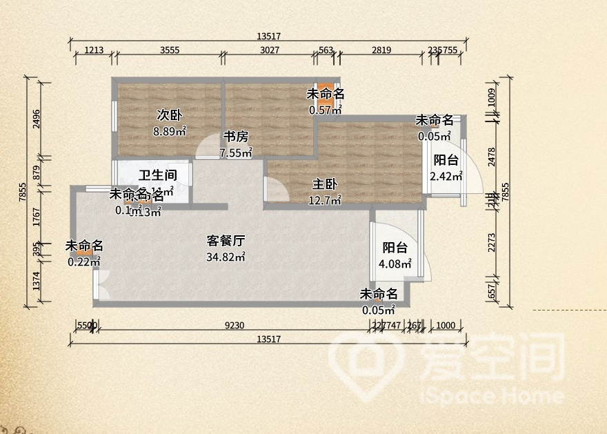 三居室新(xīn)中(zhōng)式風戶型圖